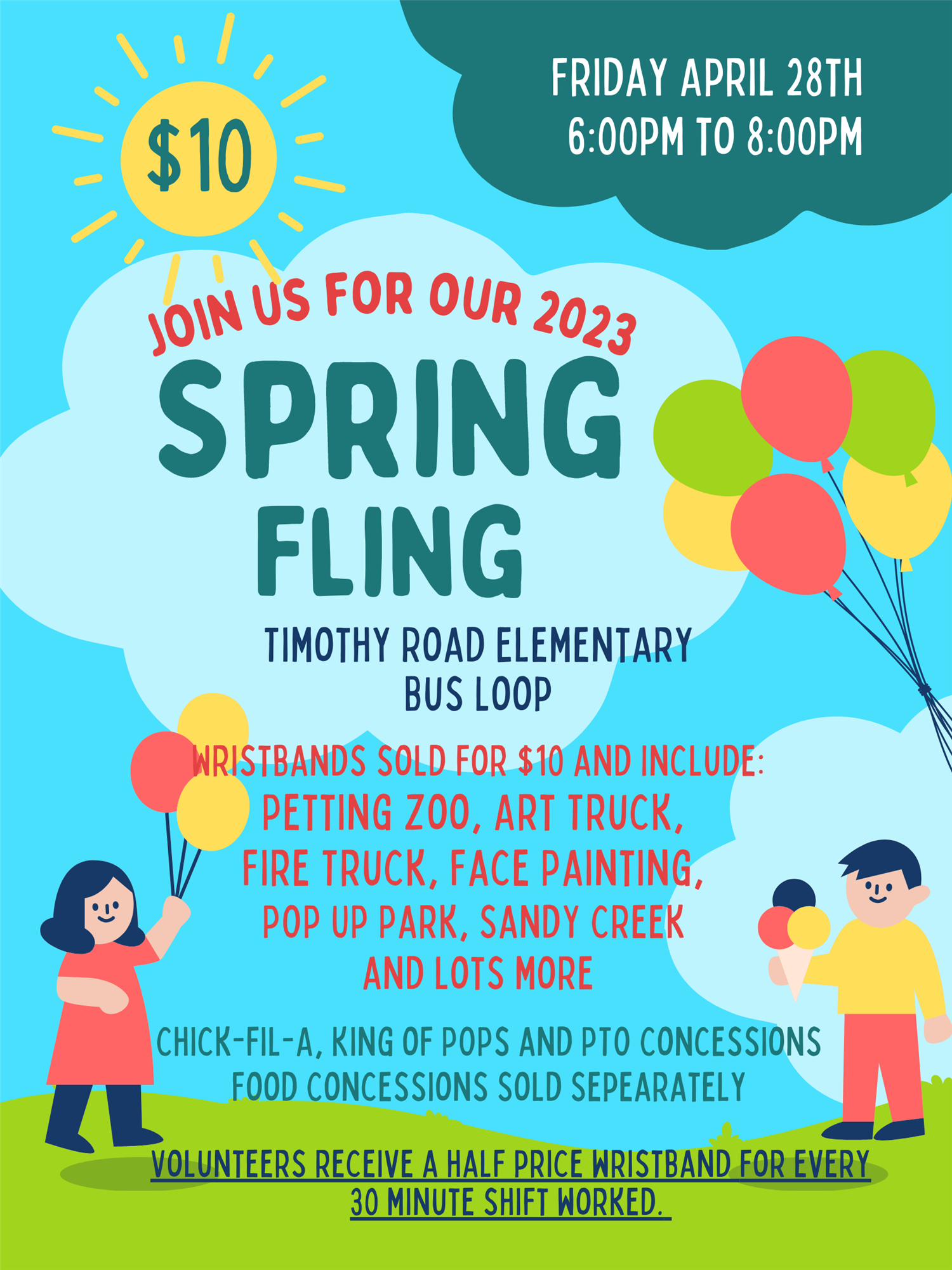Join us for our Spring Fling April 28th! Sign up to volunteer at https://www.signupgenius.com/go/20F0845AAA62DAB9-spring2